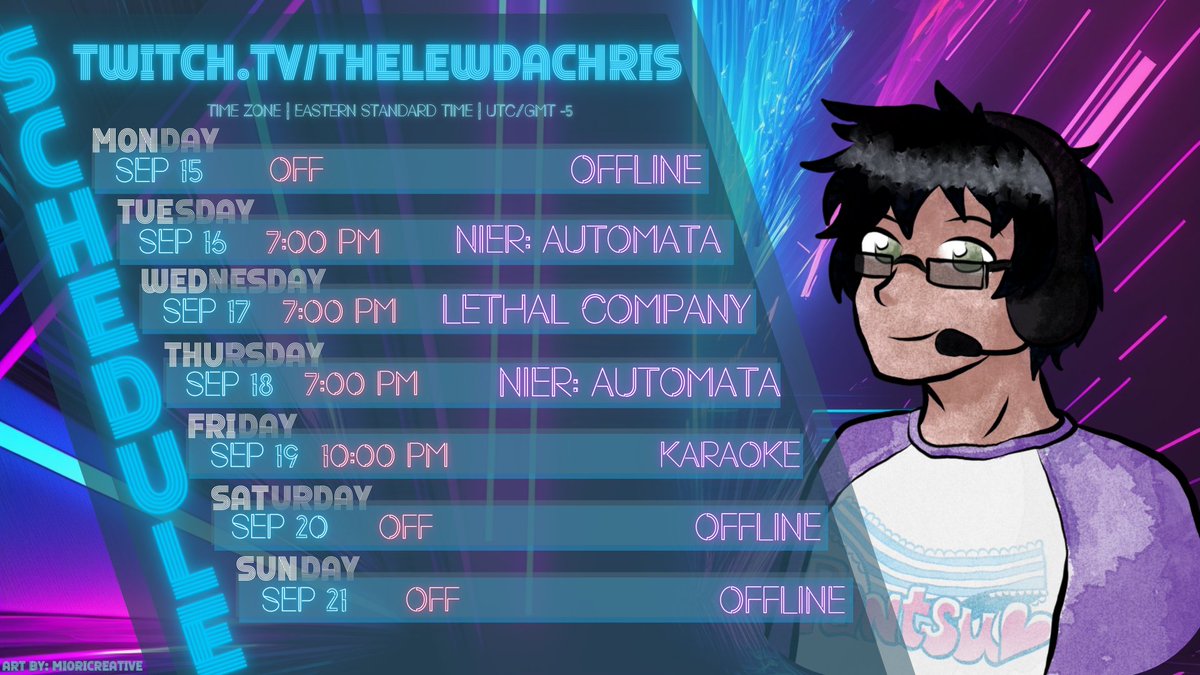 Whoops... I uhhh....knew I forgot something this week. Whelp. Here's my #twitch schedule this week. Also I'm totally live right now so click the button. Playing more Android Booty the Game!

twitch.tv/thelewdachris