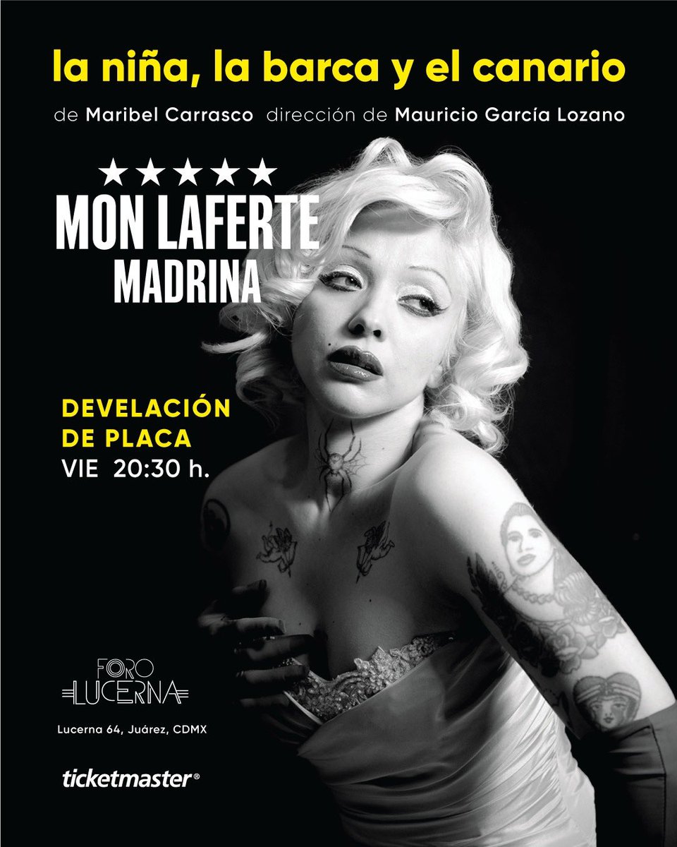 Estamos muy felices de anunciar a <a href="/monlaferte/">Mon Laferte</a> como madrina de lujo para la función de este viernes 19 de septiembre en La niña, la barca y el canario celebrando nuestra develacion de la placa. 

Compra ya tus boletos en: ticketmaster.com.mx/la-nina-la-bar…

¡Final de temporada!