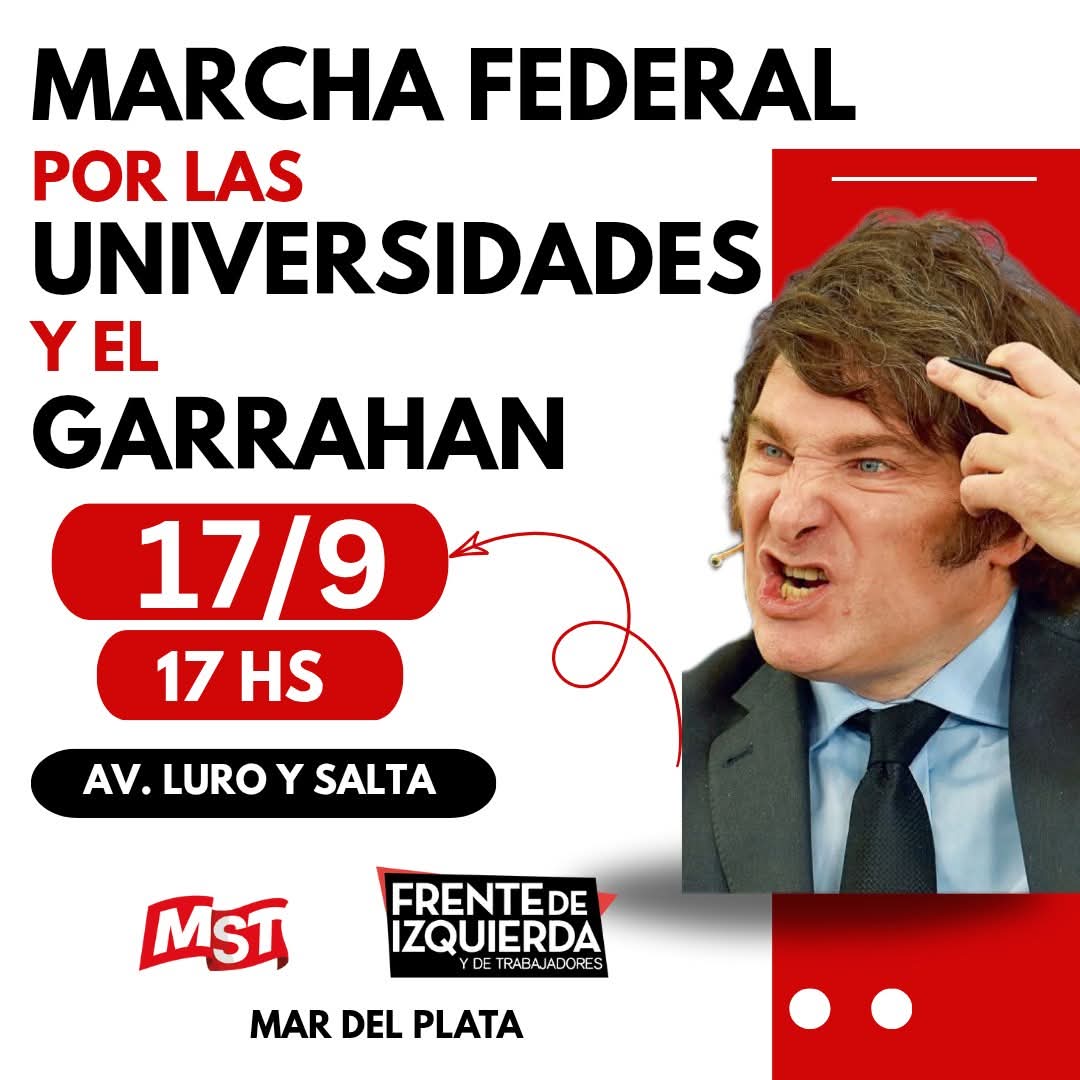 Marcha en defensa de la educación y salud pública. El 17/09 a las 17hs, en la avenida Luro y Salta.