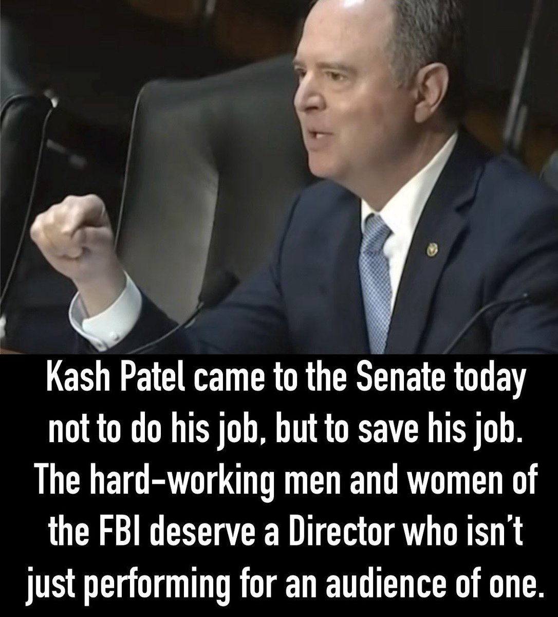 Raise your hand ✋ if you stand with Adam Schiff against Kash Patel and Trump