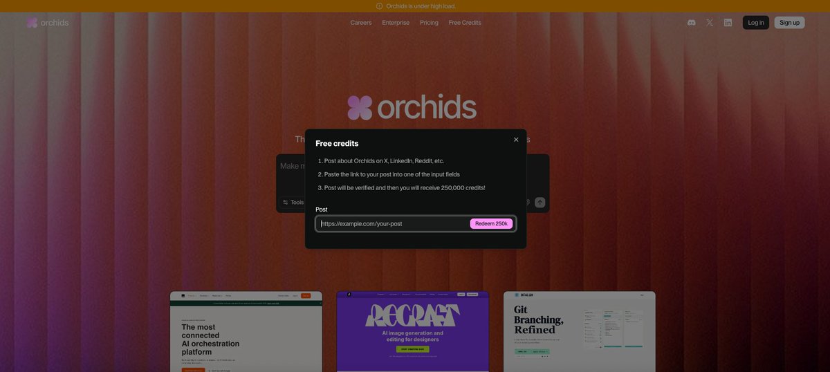unreal growth strategy here from orchids. platform looks nice too, designer friends have at it...and yes i'll be claiming those free credits