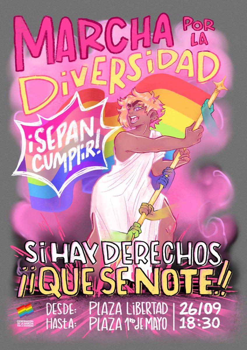 Como todos los últimos viernes de setiembre, nos volvemos a encontrar en las calles. 🏳‍🌈

Este 26 de setiembre marchamos bajo la consigna: Si hay derechos, que se noten. Sepan cumplir.

Marchamos por un mundo mejor!