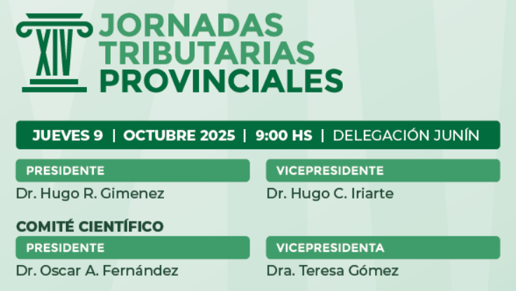 Octubre próximo y sus Congresos. JUNIN Jornadas Tributarias. CPCE Pcia. de Buenos Aires.