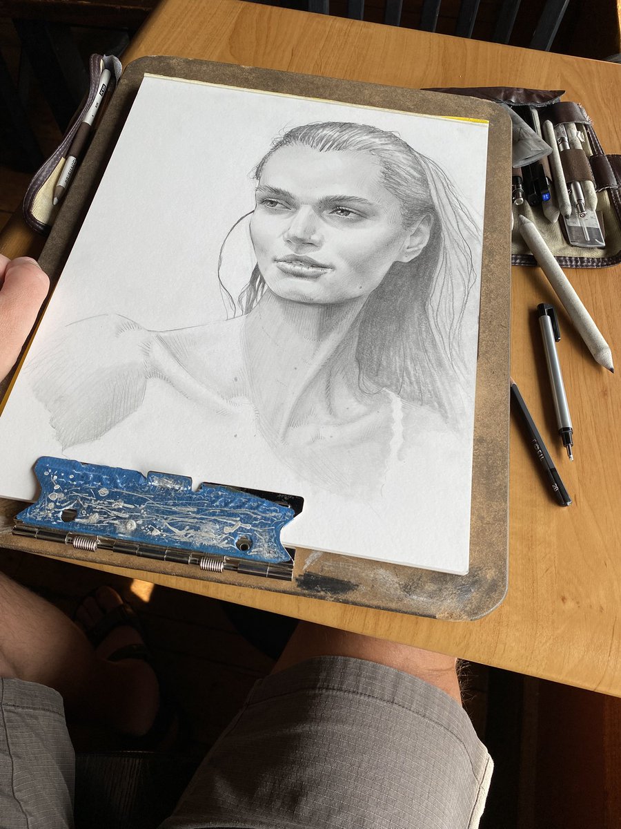 Making a larger portrait drawing. Haven’t made one of these in a while. I’ve been stuck in my sketchbooks.