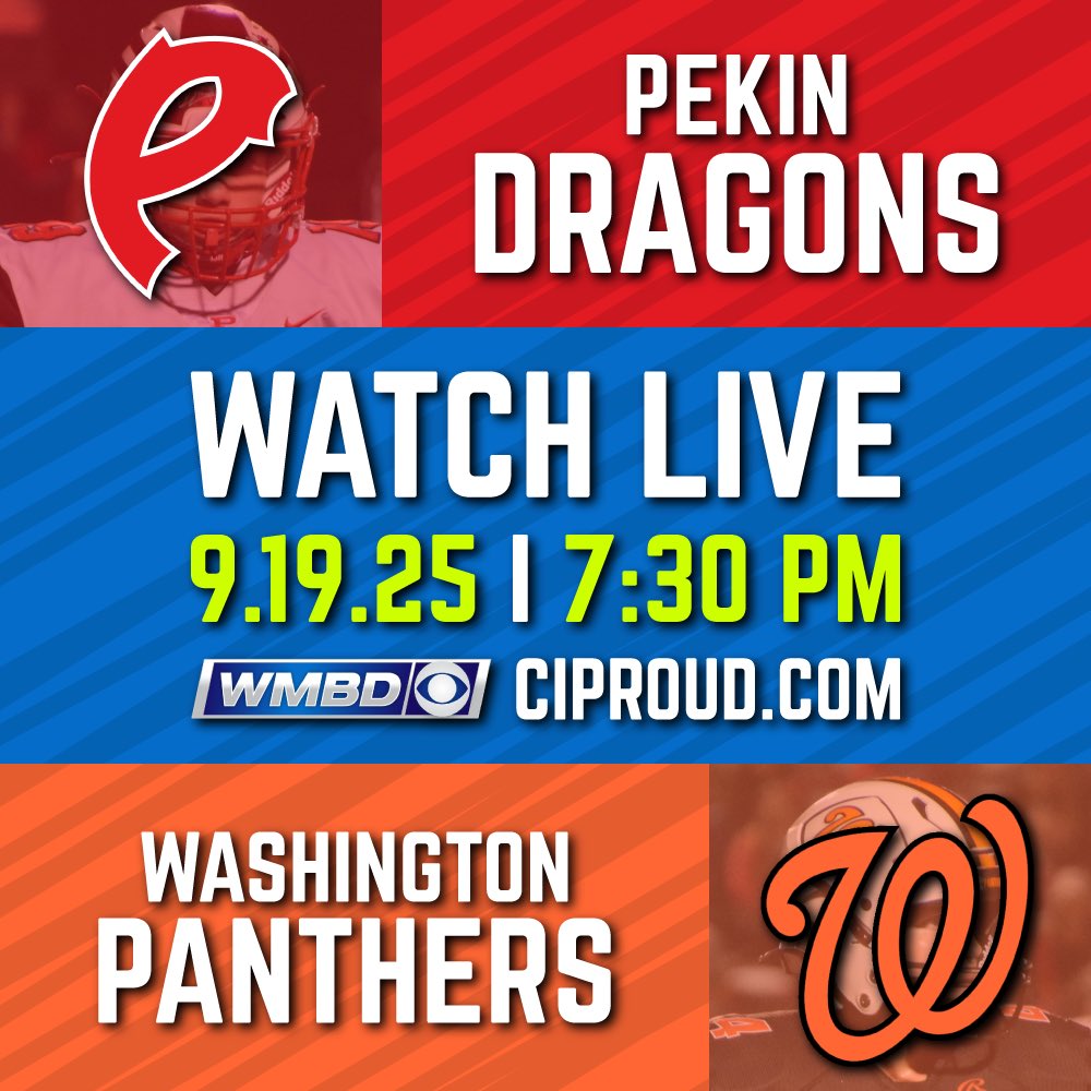 ClutchSportsIL's tweet photo. 🚨SCHEDULE ANNOUNCEMENT🚨

Another huge Mid-Illini showdown takes place at Babcook Field this Friday as @WCHSPantherFB hosts @pekinfootball in our WMBD Game of the Week!🔥

📺 Tune in to watch live and for free on https://t.co/NuATtHtFx6 on Friday at 7:30 PM! 

#ClutchUp https://t.co/0bvdXMWGbr