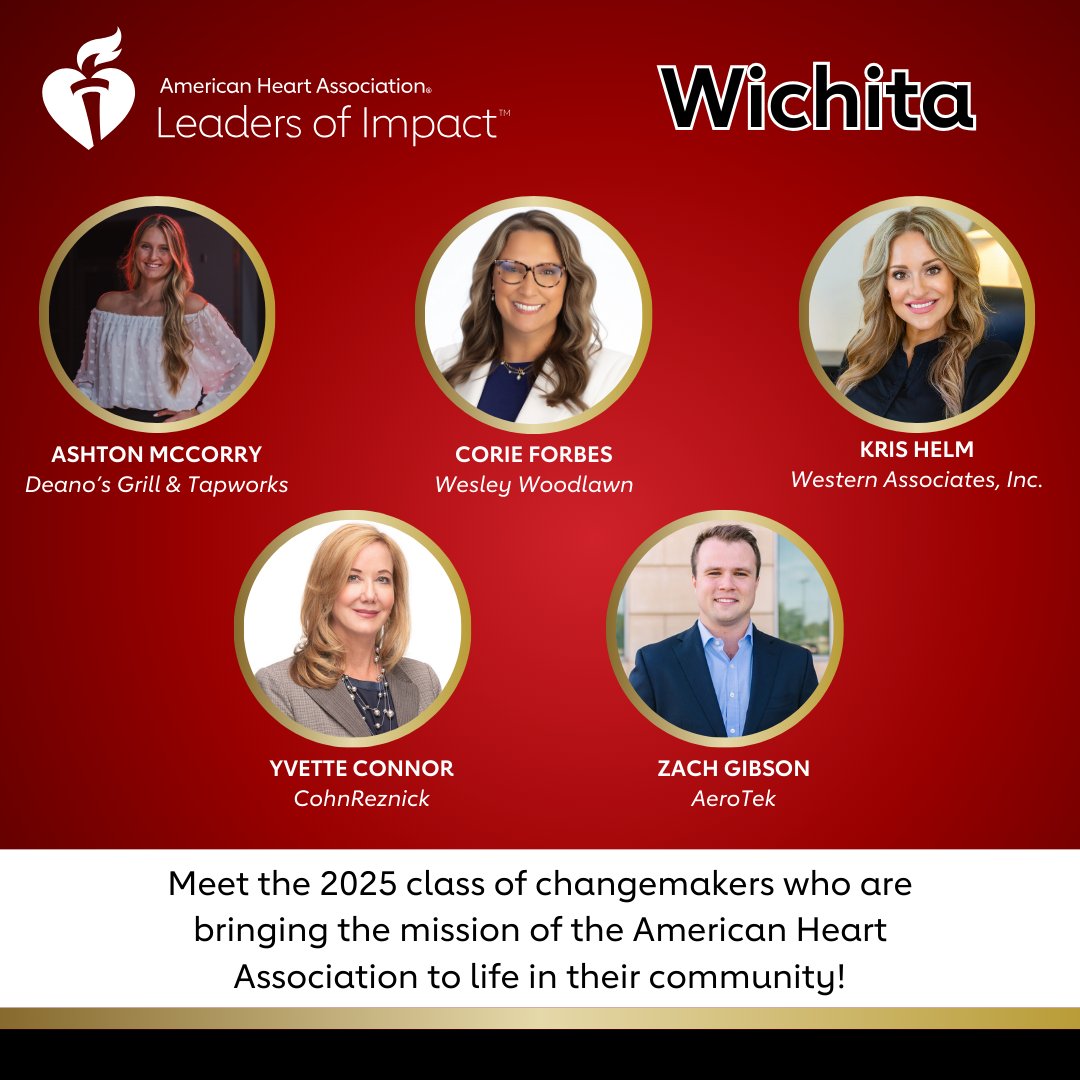 Meet the changemakers of Wichita! 💪❤️

Meet our 2025 Wichita Leaders of Impact nominees! Over the next 7 weeks, they’ll raise awareness, advocate for health, and fund lifesaving research. 

It starts on Thursday, September 18! #AHALeadersofImpact 

spr.ly/6012ARZfE