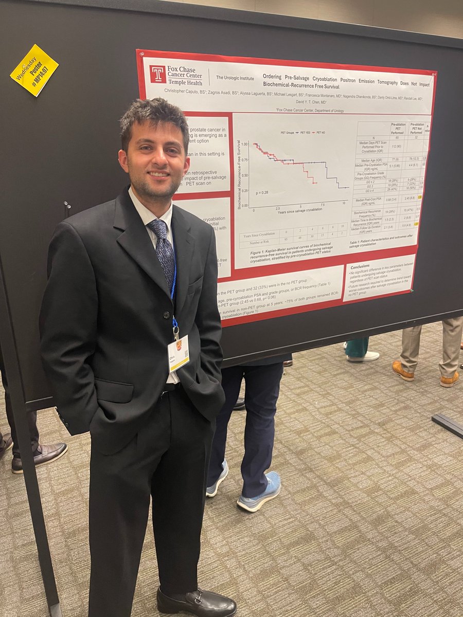 Chris_Caputo9's tweet photo. Honored to present our research at #WCET2025! Grateful for the chance to share our work, learn from leaders in the field, and gain inspiration for the road ahead. Thankful for the guidance of my mentors along the way. @TempleUrology @FCUroOnc https://t.co/NF6QI03EgC
