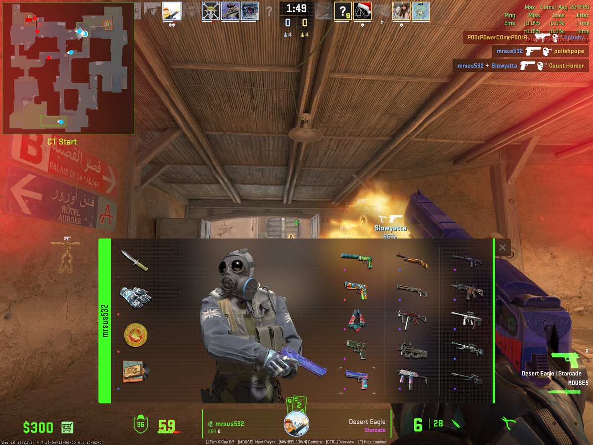 hobshytv's tweet image. The new update for CS2 has a pretty nice quality of life change where you can hit F while spectating and see the full loadout of that player