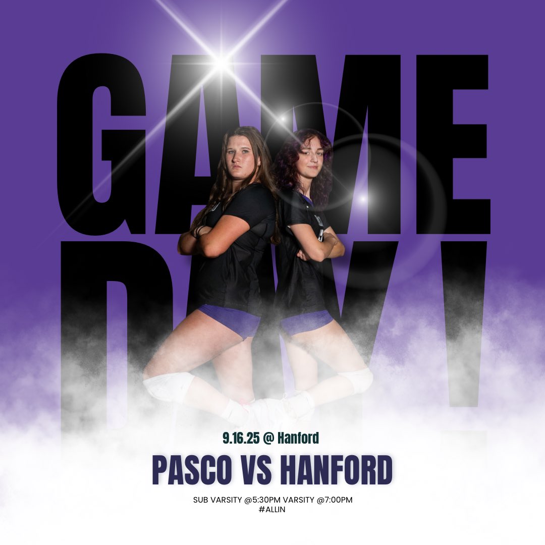 ‼️Game Day‼️
🏐 🆚 Hanford Falcons      
⏰ Sub Varsity 5:30PM, Varsity 7PM
📍Hanford High School
#ALLIN <a href="/pascoathletics/">Pasco Athletics</a> <a href="/PascoHighSchool/">Pasco High School</a>