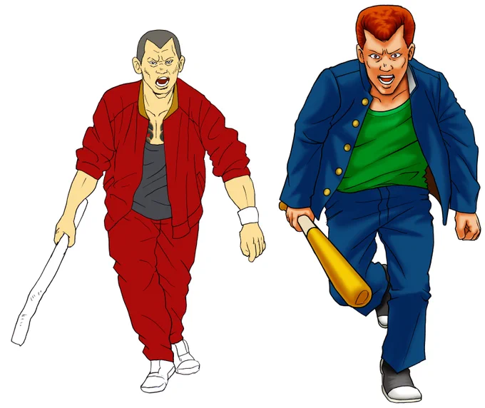 おはよう御座います!! やる気の出ないチンピラ2人をどうするか悩みつつ描いてる今日このごろ