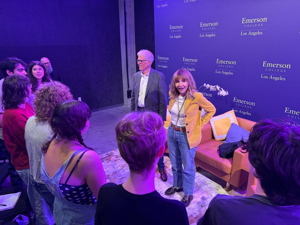 What a thrill for our Emerson College <a href="/ComedicArtsEC/">Comedic Arts Emerson</a>  Comedy Conservatory students to hear from <a href="/MarySteenburgen/">Mary Steenburgen</a> &amp; <a href="/TedDanson/">Ted Danson</a>, just days after they received the Bob Hope Humanitarian Award at this year’s #Emmys! Thank you for sharing advice &amp; answering student questions! 💜