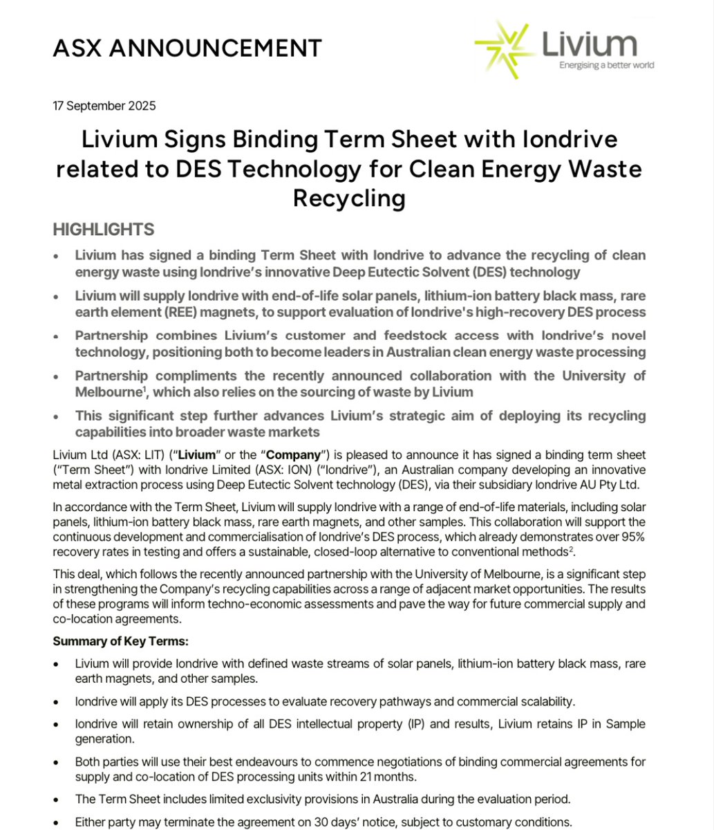 PeakAsset1's tweet image. $ION $LIT #Binding #Technology agreement executed for #Recycling @PeakAsset1