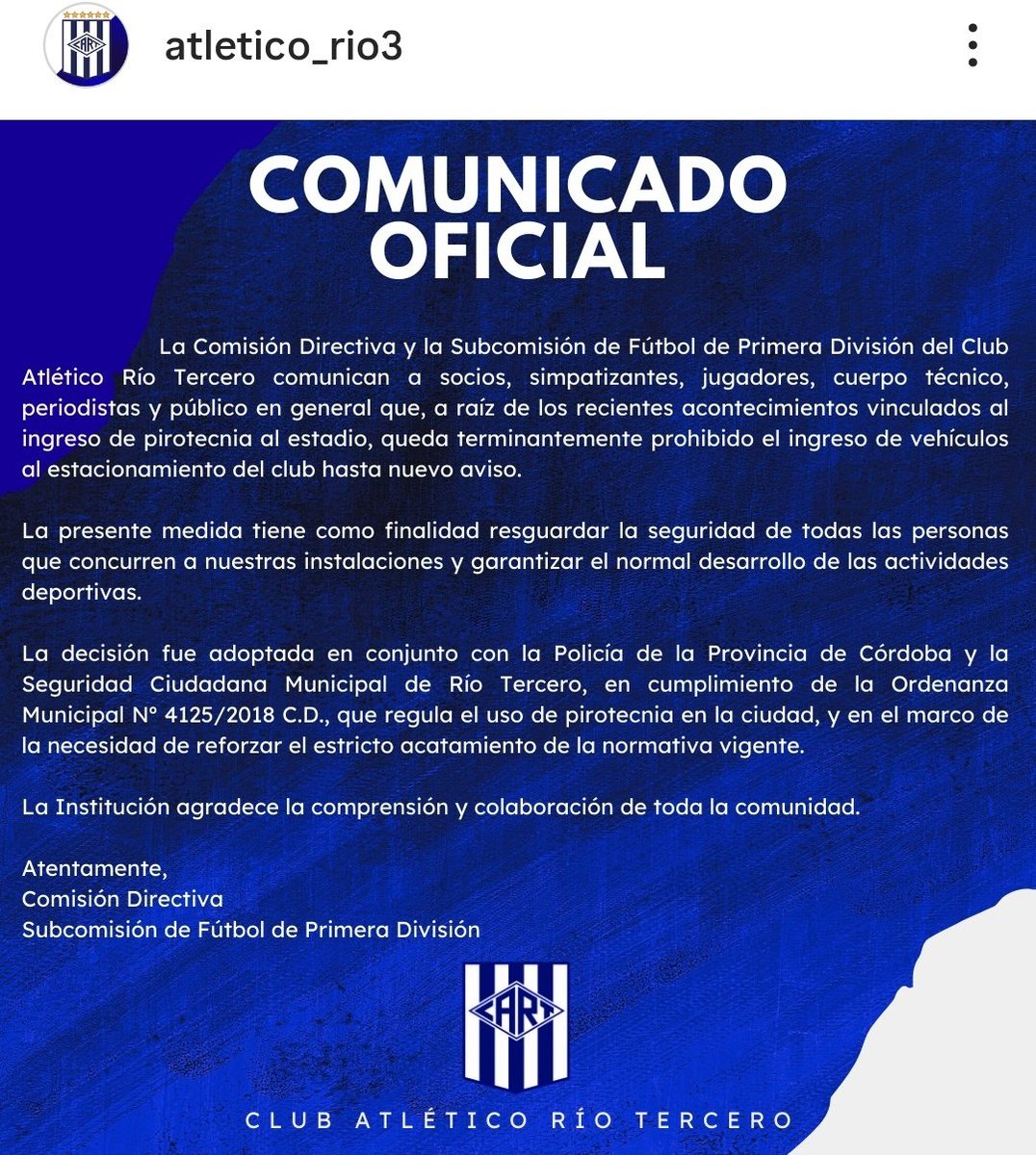 hinchasde9's tweet photo. Quédense tranquilos muchachos... Ni hace falta que lo aclaren en un comunicado oficial porque es lo que le hacen a 9 de Julio TODAS LAS VECES que juega en esa cancha
Una seguridad barbara te da dejar los autos a 15 metros de los hinchas de ellos y a la intemperie, ejemplar medida https://t.co/IJNdDm18mJ