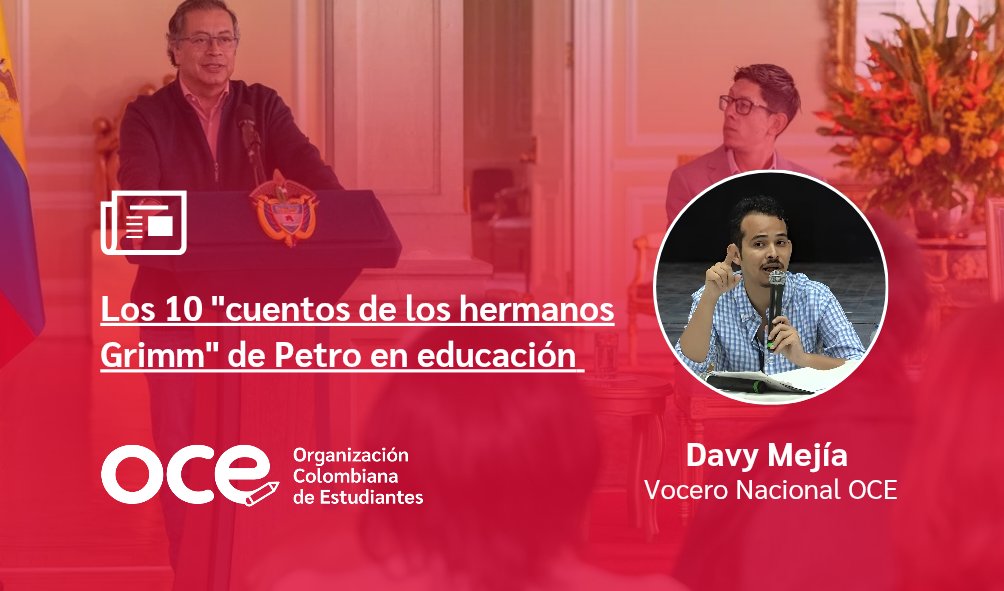 1/🧵
Los diez “cuentos de los hermanos Grimm” de Petro en educación.
Su agenda puede resumirse en una palabra: cuentos. Prometió "cambios", incumplió promesas y en varios casos empeoró la situación. Estos diez ejemplos lo prueban. 👀 ocecolombia.co/los-diez-cuent… ⬇️