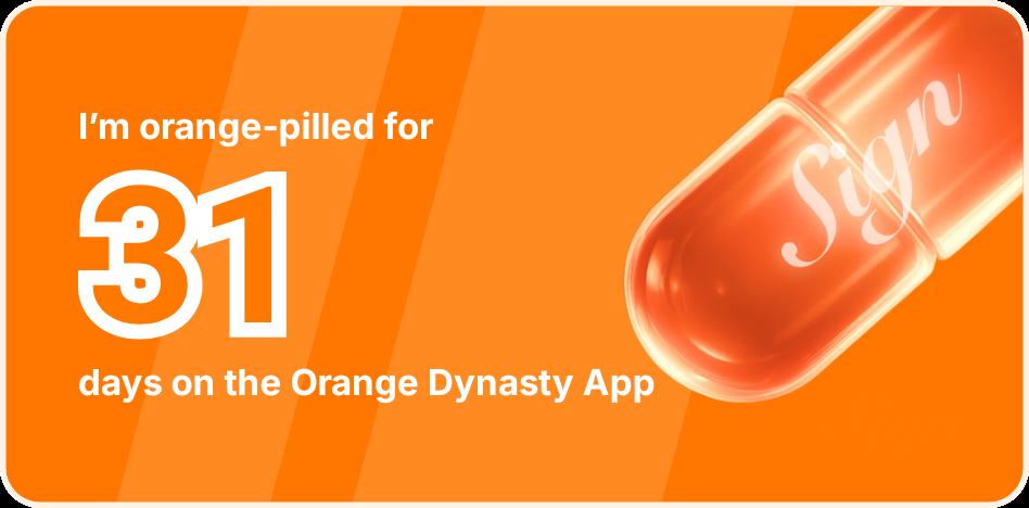I've been Orange-Pilled and Seeing Signs for 31 days 👀🧡🐉.Join the app and be a better version of yourself!
orange.sign.global/app?user=RZUV9…
Wow 31days
No absent on check in 
As in wow 😮 just focus on $sign
<a href="/sign/">Sign 🧡👀</a> 
<a href="/ethsign/">Sign</a> 
<a href="/0xzoe_im/">Zoe Chen 🧡👀</a> 
<a href="/realyanxin/">Xin (Shin) Yan 閻欣</a> 
<a href="/Tajudeen_10/">Tajudeen 🔶</a> 
<a href="/0xbossj/">0xbossj.sign 🧡👀</a>
<a href="/Farmie_KIND/">Farmie 🧡👀</a>
