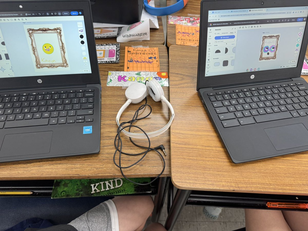 NVedtechashley's tweet photo. Thank you @AdobeExpress and @annkozma723 for a super fun #dotday experience! Helped out in a 2nd/3rd grade class and the kids had a wonderful time! https://t.co/qYkxm9PZeD