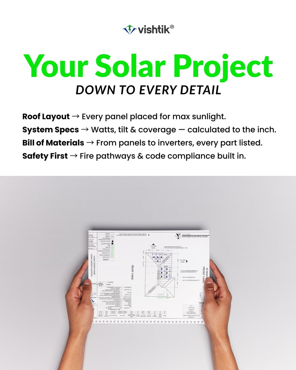 VishtikLLC's tweet image. Precision is power.
From roof layout to system specs, BOM, and safety checks — Vishtik ensures every solar project is designed to the last detail.

Build smarter. Design with confidence at project.vishtik.com

#Vishtik #SolarDesign #PermitReady #CleanEnergy #SolarProjects