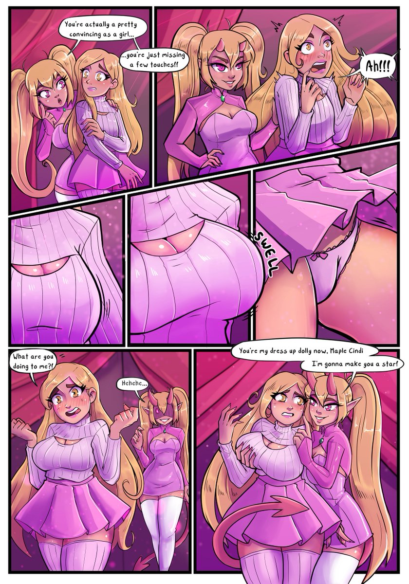 It's right here in the script... You're supposed to be a girl! 👀

Arch Devil Tier reward for my dress up dolly <a href="/Maplewest_/">Maple ☕️</a> 
Illustrated by <a href="/MissCheshire9/">KatCheshire 🏳️‍⚧️ 🔞 (Commissions open!)</a> 

Personal transformation services, premium TG comics, and more -> HopeTG.com #tg #tsf #transformation #bimbo