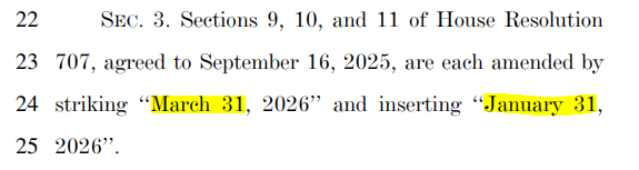 jamiedupree's tweet photo. Republicans voted on Tuesday to block any House votes to repeal the Trump tariffs until March 31, 2026.  But after a mini-rebellion, the GOP will now vote Wednesday to roll that back to January 31, 2026.  It still means no tariff votes for more than 4 months. https://t.co/qLNRKVykKe