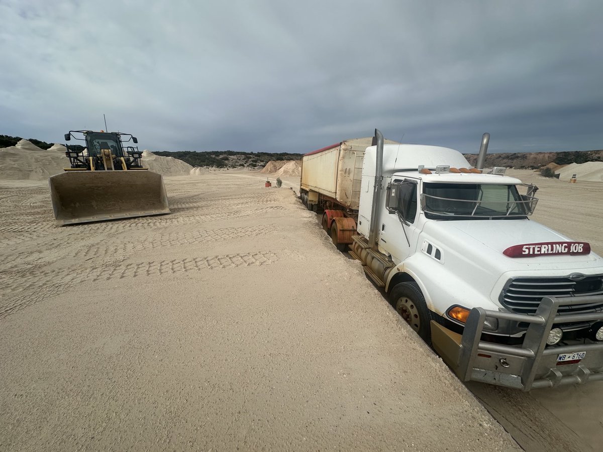 One of the blessings of farming where i do is proximity to the lime pit. 60km round trip and hour twenty return. Can cart 8 loads a day at best with a semi; probably not a lot more with breaking up a road train. Prices rising soon so stock piling for this summer. Gypsum/lime 4:1