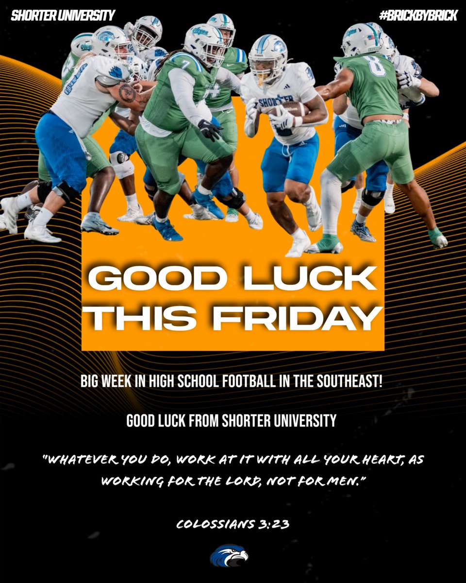 Good Luck this Friday!!! 

Big week for High School Football! 

<a href="/Shorter_FB/">Shorter Hawks Football</a> <a href="/ConfCarolinas/">Conference Carolinas</a> <a href="/SUHawkVision/">HawkVision</a>