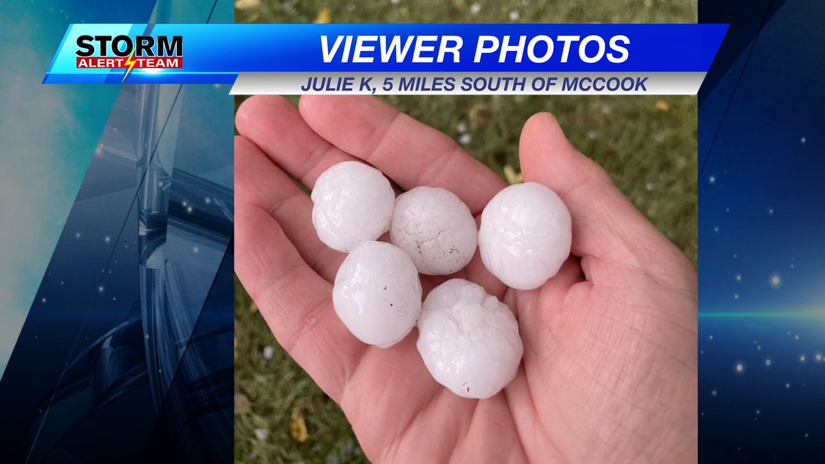 Several large hail pictures coming in from the McCook area Tuesday night (Sept 16, 2025)

Thanks for the 📸:
Erica, Barbie, Barb, Julie, and Cani!