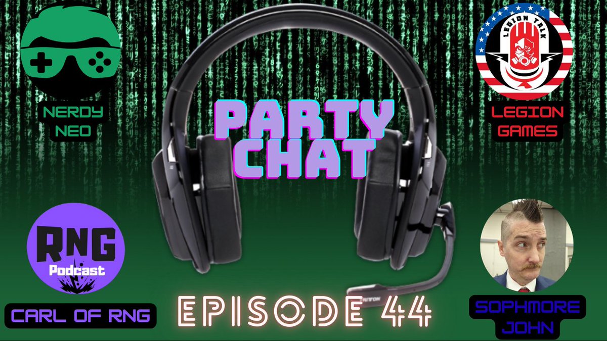 nerdyneo21's tweet photo. Ep 44 of #PartyChat is in 30 mins. I'll be talking about games we're bad at but love anyways, favorite collection games, worst DLC, and more with @Rngcarl, @LG2076News, & our guest @sophmorejohn. See you soon! https://t.co/y4ZPyDbGFx