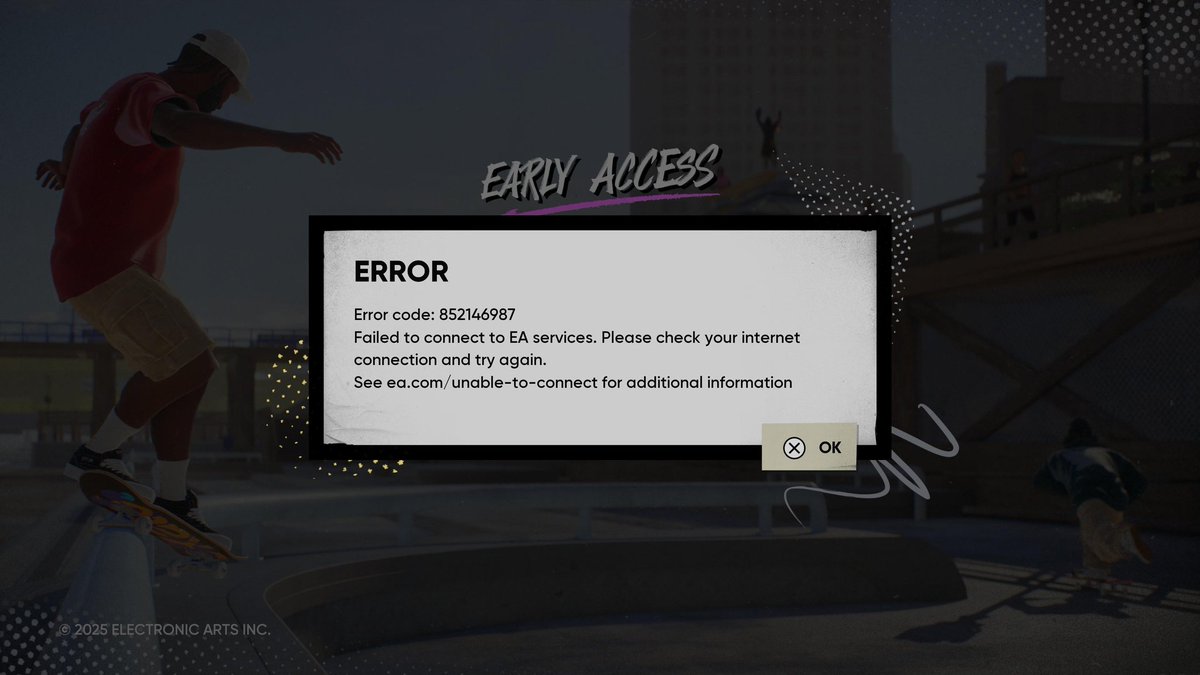 stoicaura's tweet photo. Can't believe they thought it was a good idea to make this game online only. Literally everyone knew this would happen. #skate https://t.co/kuFSXFvjhN
