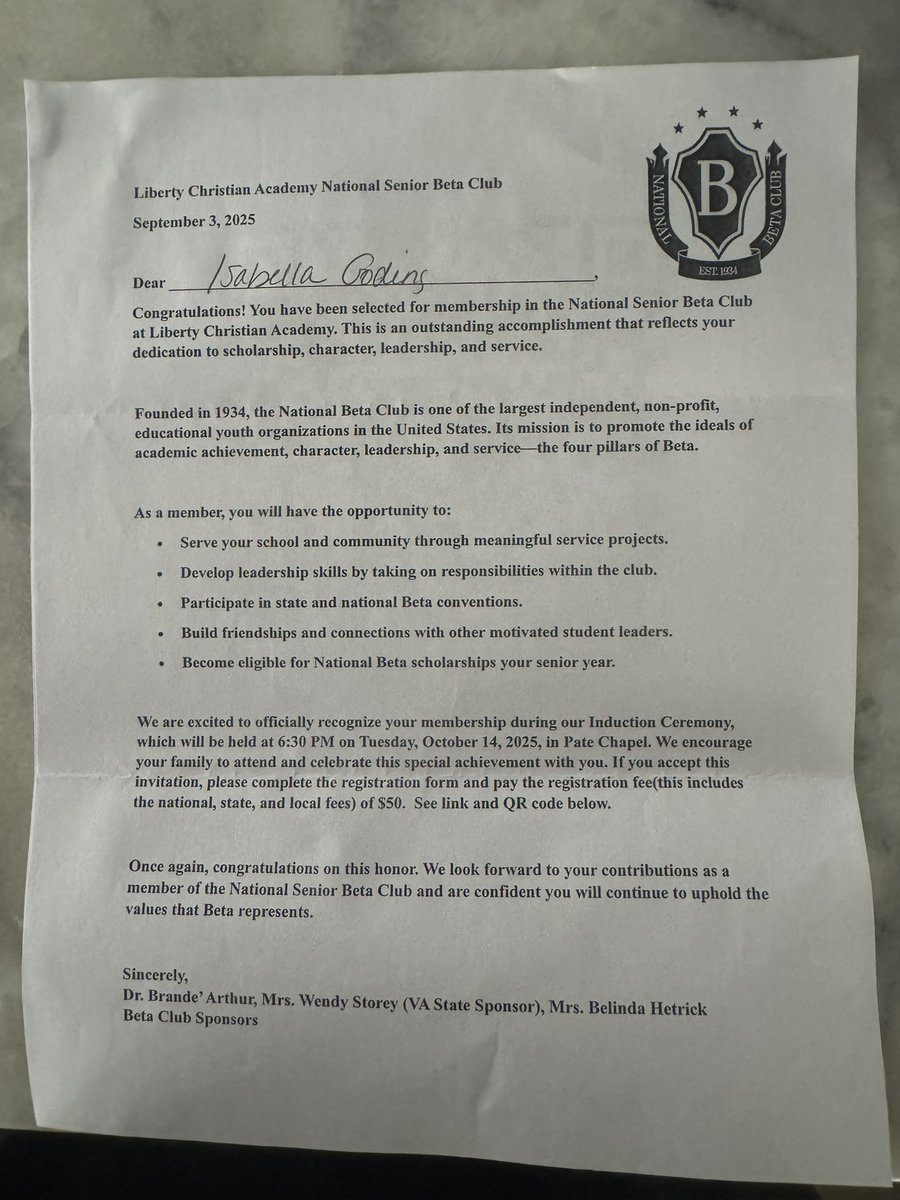 BellaGoding27's tweet image. Busy days filled with school 🏫and softball 🥎 , but both continue to bring great opportunities. Honored to be selected for the National Senior Beta Club! @StarzGold @StarzGold_16u @CoachBrandon24