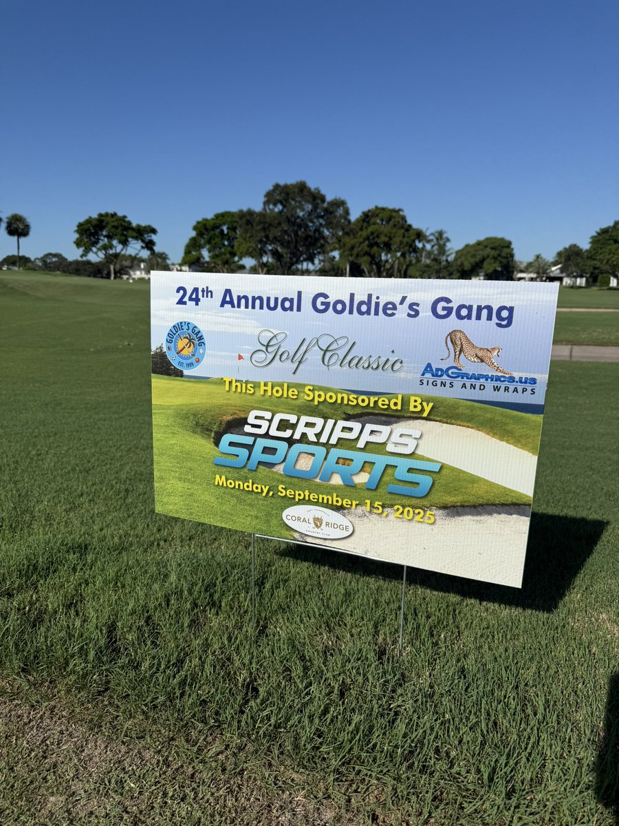 Thank you <a href="/goldieonice/">Steve Goldstein</a> for having us at the 24th annual Goldie’s Gang golf tournament. ⛳️🌴 <a href="/ScrippsSports/">Scripps Sports</a> is happy to support such a great cause in the local South Florida community.