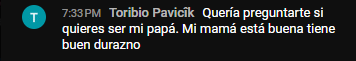 A muchos les llegan comentarios tipo: Sigue así, Eres el mejor, Nunca te rindas...

A mi me llega esto: