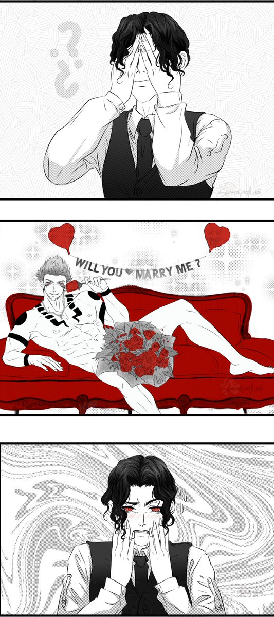 Sukuna x Muzan (Sukuzan) 

Human!Sukuna (reincarnation) x Muzan. 

Sukuna loves to make Muzan angry and embarrassed. Muzan is angry because he still accepts the proposal. 
Love is the worst curse. XD

Commission for <a href="/Serendipianata/">Serendipia_Anata</a> 💕❤🥰🥰

#sukuzan #sukuna  #muzan #jjk #kny