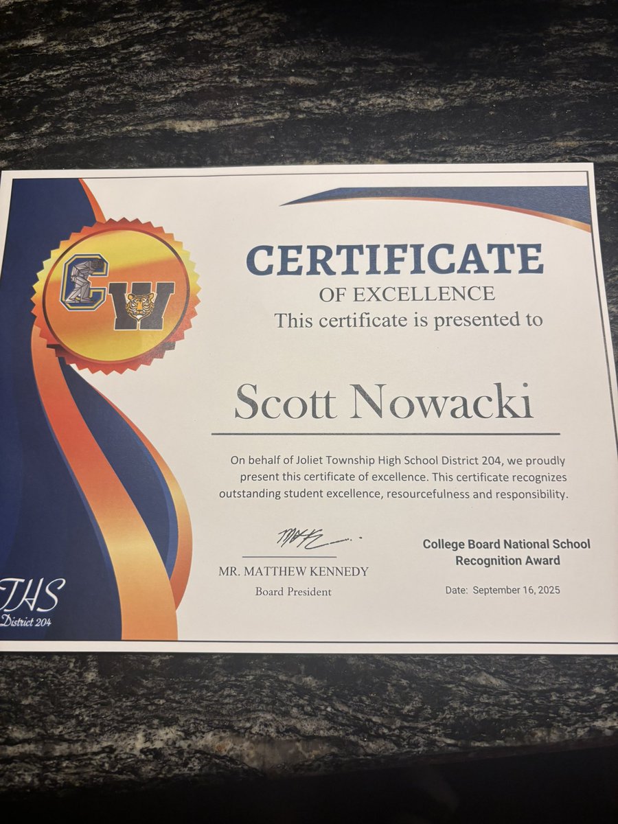 ScottNowacki10's tweet photo. So blessed to be awarded with the College Board National School Recognition Award! @CollegeBoard @JTHS_204 https://t.co/dr9hUnm3xV