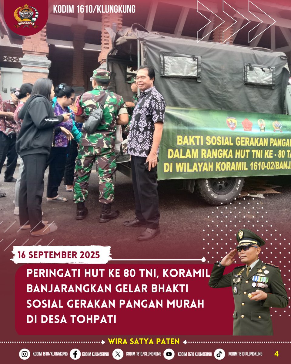 Dim1610klk's tweet image. Peringati HUT Ke 80 TNI, Koramil Banjarangkan Hadirkan Kebahagiaan Melalui GPM Beras SPHP

#kodimklungkung #kodim #klungkung #korem163wirasatya #kodamixudayana #kodam #tniad #tni