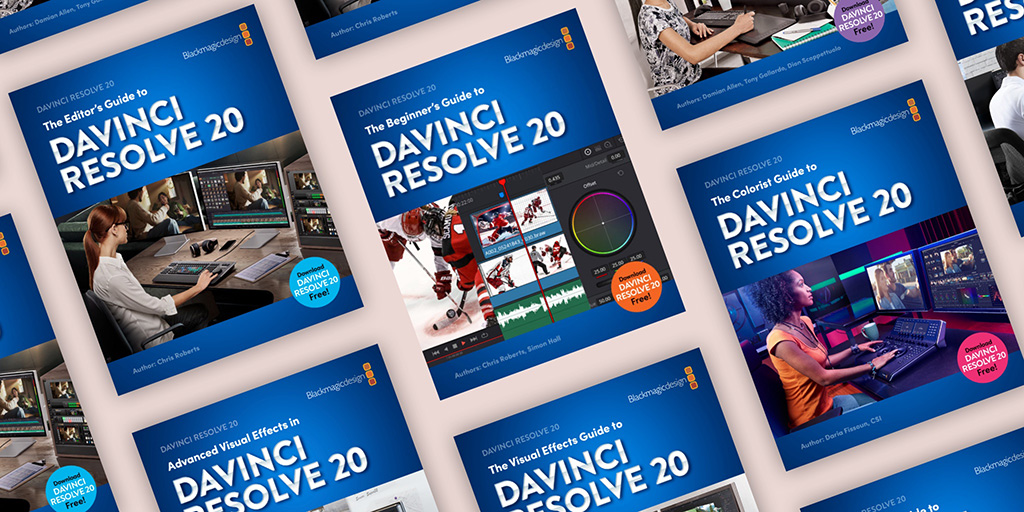 New DaVinci Resolve 20 training books now available! Six new training guides provide step by step instructions on how to edit, color correct, mix soundtracks with Fairlight audio, create custom visual effects with Fusion and more! Download for free from bmd.link/uk/7tipKM