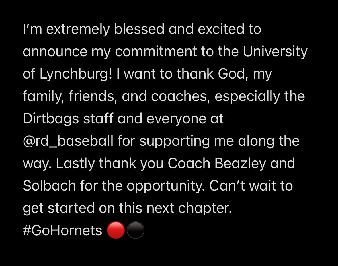 Tucker Whitacre (@tucker_whitacre) on Twitter photo Thank you to everyone who has helped me reach this point!#gohornets
<a href="/rd_baseball/">R&D Baseball</a> <a href="/2026VAPlatinum/">Dirtbags VA 2026 Platinum</a> <a href="/ksallday19/">Jason Burton</a> <a href="/David_Goulding9/">David Goulding</a> <a href="/CoachLacy_NOVA/">Noah Lacy</a> Thank you to everyone who has helped me reach this point!#gohornets
<a href="/rd_baseball/">R&D Baseball</a> <a href="/2026VAPlatinum/">Dirtbags VA 2026 Platinum</a> <a href="/ksallday19/">Jason Burton</a> <a href="/David_Goulding9/">David Goulding</a> <a href="/CoachLacy_NOVA/">Noah Lacy</a>