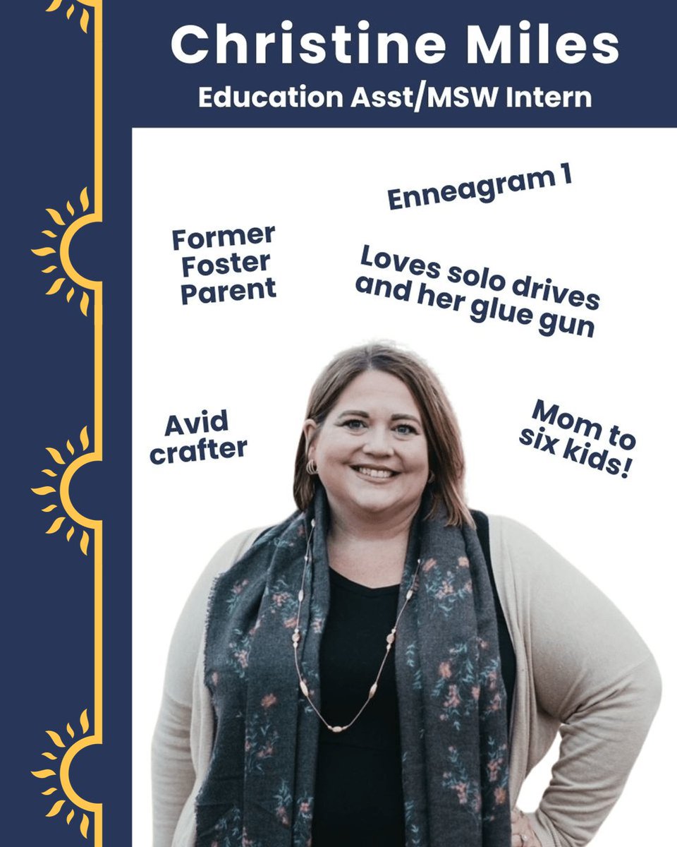 BetheSourceCO's tweet photo. Meet the Team Tuesday!

Christine Miles
Education Assistant and MSW Intern
Lived Experience: Foster Parent, Adoptive Parent
Enneagram: 1 (The Reformer)

#bethesourceco #healingcentered #traumainformed #thisisfostercare  #kinshipcare #nonprofit #colorado https://t.co/rhSE77NTqM