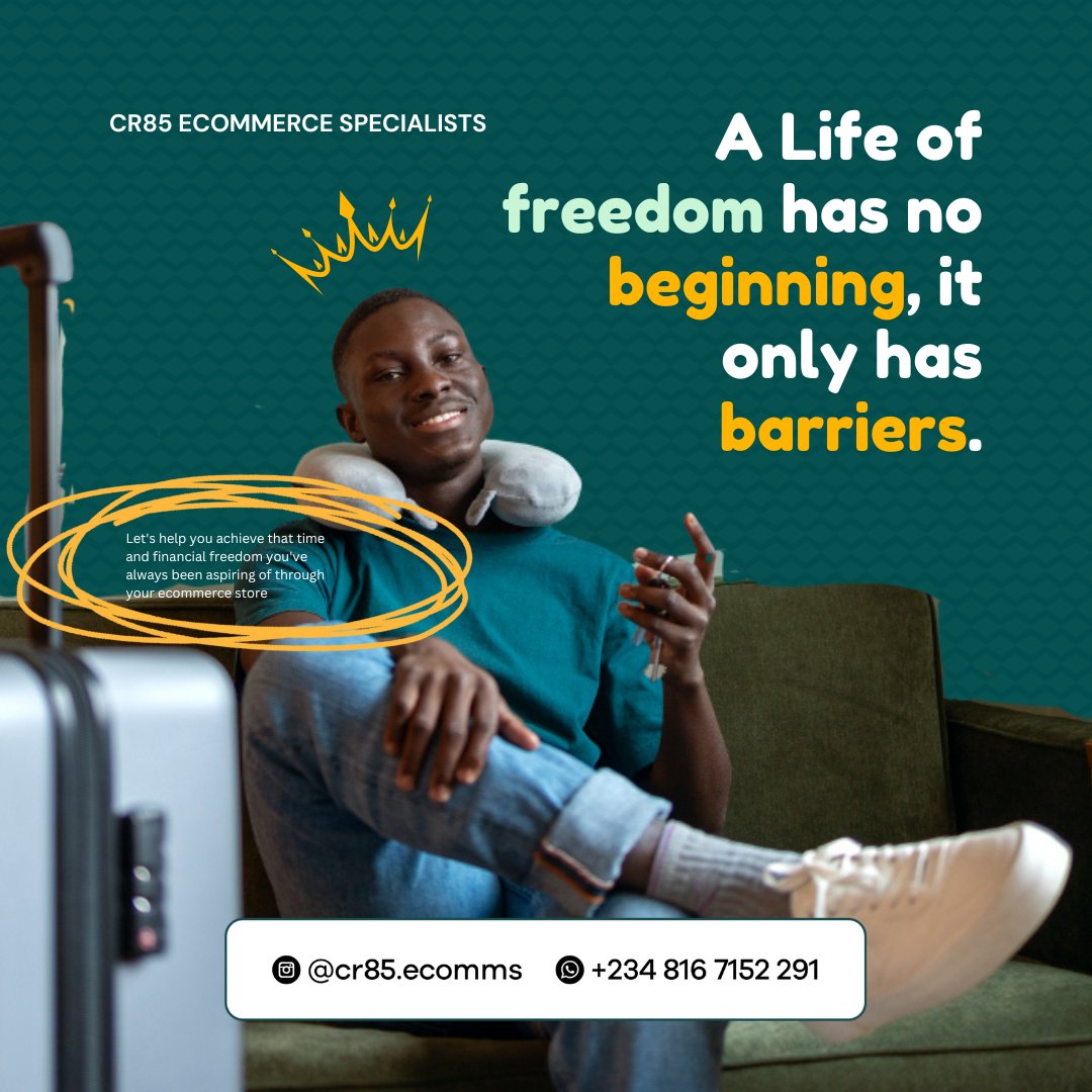 CR85ECOMMS's tweet image. What are the limitations or barriers to financial freedom?
#finance #ecommerce #EcommerceGrowth #cr85ecomms #financialfreedom #freedom