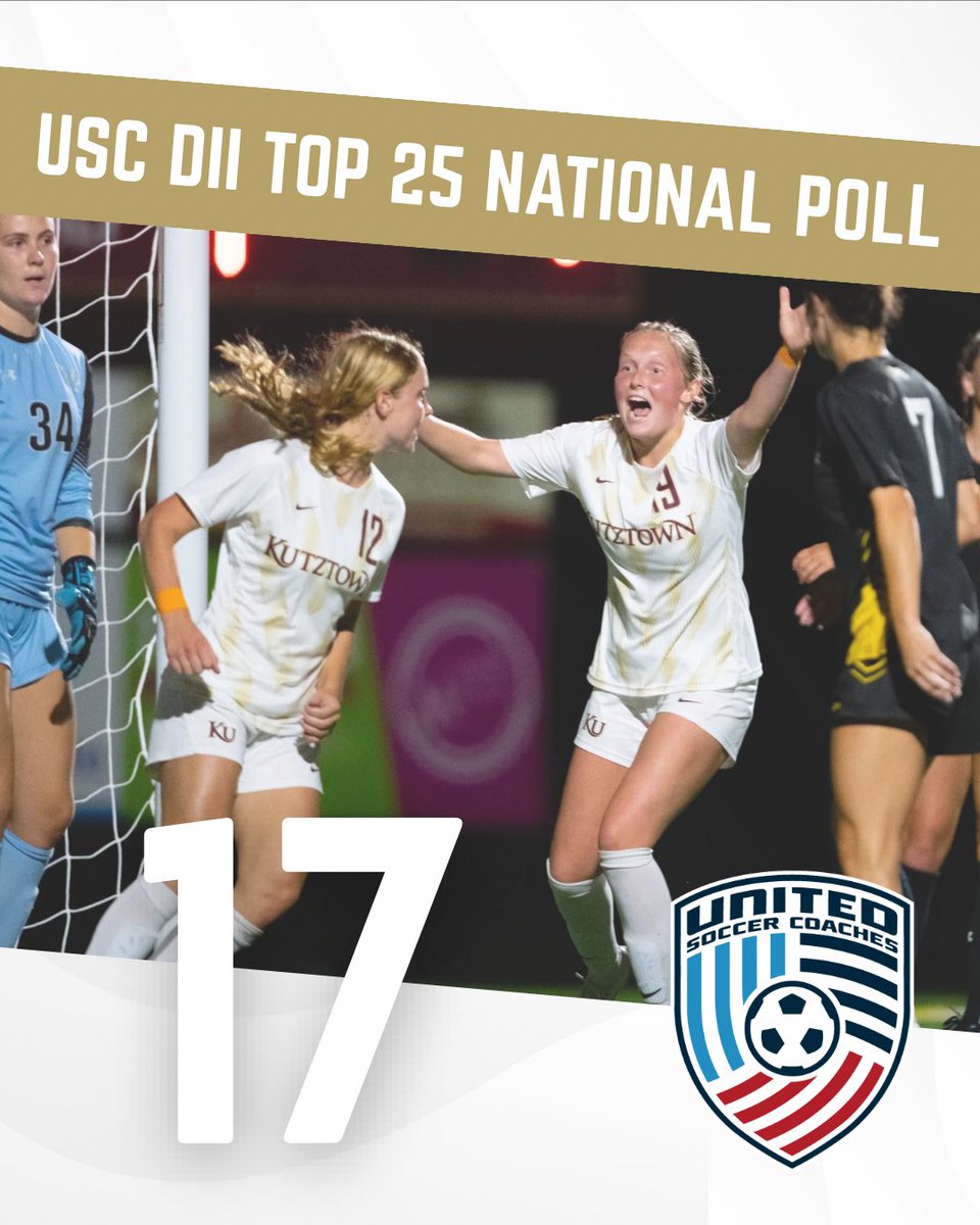 KutztownSoccer's tweet photo. Coming in at #17 in this weeks United Soccer Coaches NCAA DII National Poll! 🐻⚽️💛 https://t.co/oesZV6vCnG