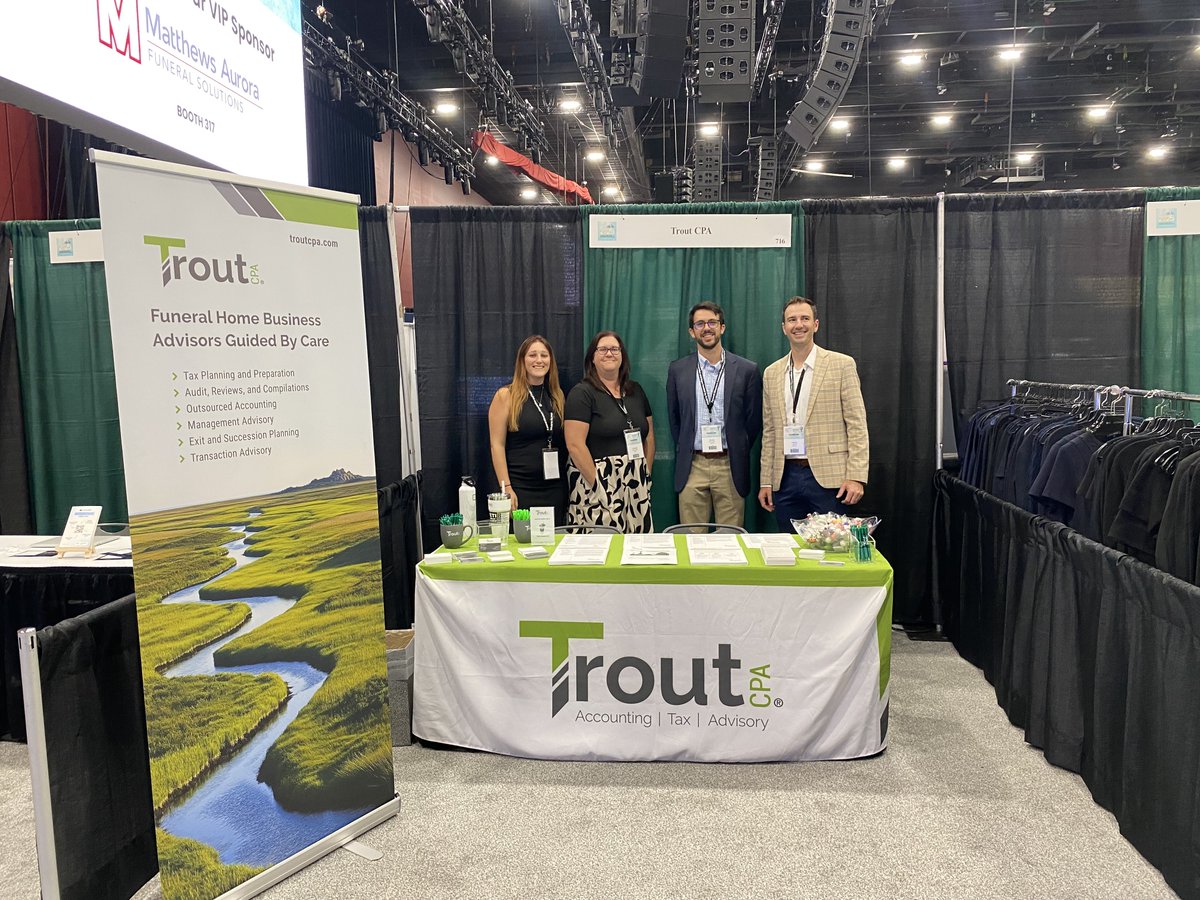 We’re in Atlantic City! Stop by Booth 716 at the New Jersey State Funeral Directors Association conference to connect with our professionals and explore how Trout CPA looks beyond the numbers to help your business succeed. 

#FuneralHomes #NJSFDA #AtlanticCity #NewJersey