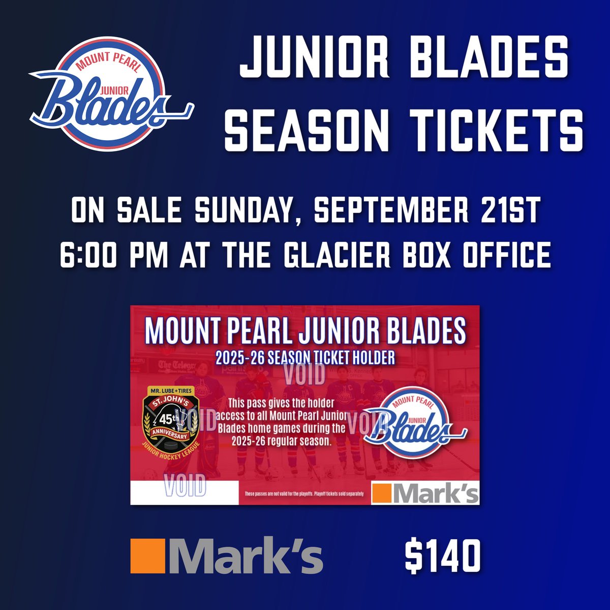 INTRODUCING THE BLADES SEASON TICKET!

Available on Sunday, September 21st at 6pm at the Glacier Box Office, the Season Ticket grants you access to all 14 of our regular season home games as well as:

- Bypass the long box office lines on game days
… and more!