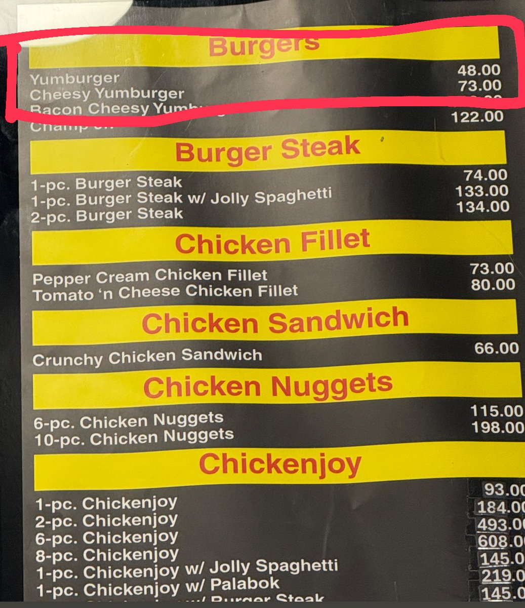 KempKeepUp's tweet photo. Hi @Jollibee can you explain to me why a slice of cheese on my burger would bump up from ₱48 to ₱73 ??

Is the tiny cheese slice worth the ₱25? https://t.co/a6iqsH3cY1