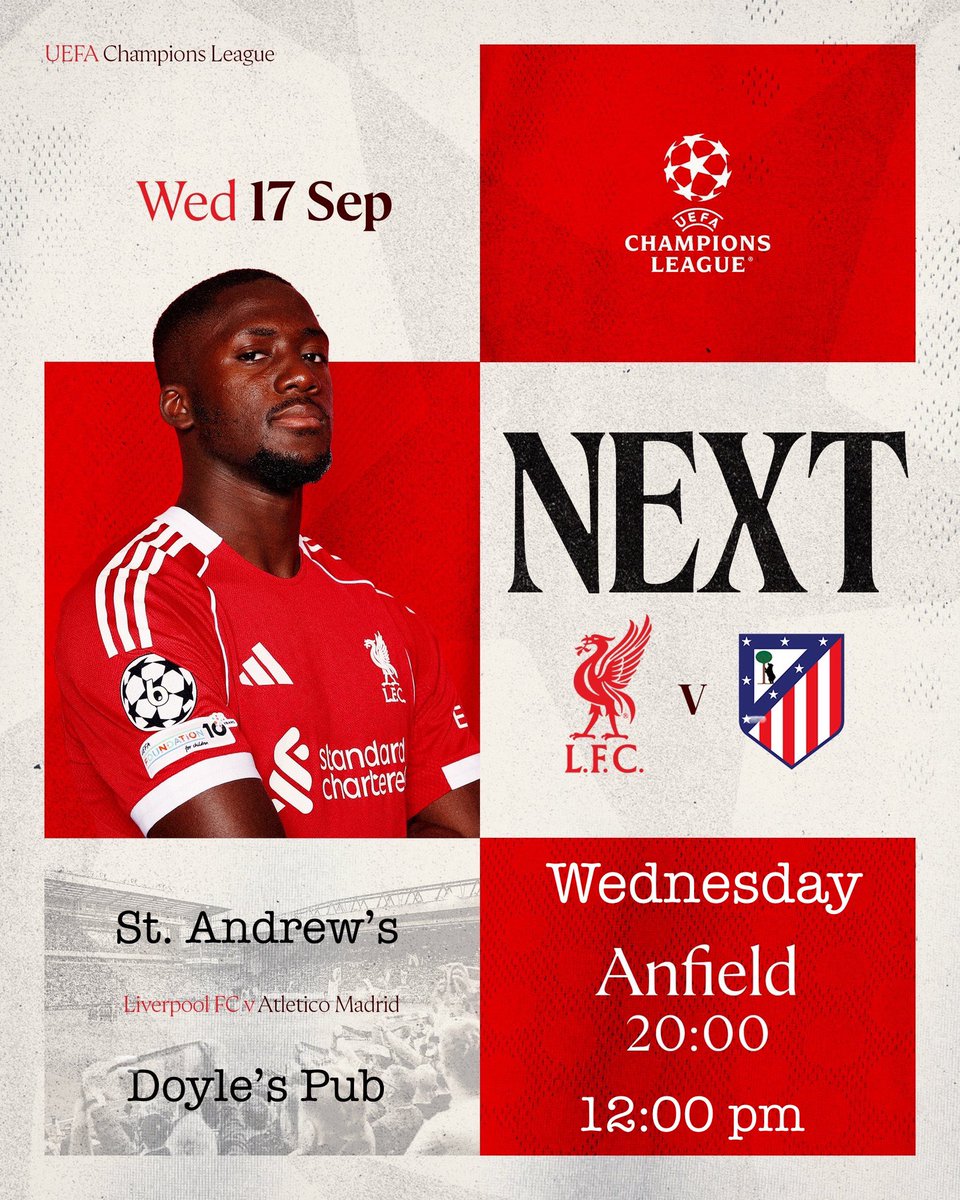 LFC Seattle (@lfcseattle) on Twitter photo The #ChampionsLeague is back and so are the Reds.
Match is Wednesday, kickoff at 12:00pm, LIVE at both <a href="/StAndrewsSEA/">STANDREWSSEA</a> & <a href="/DoylesPub/">Doyle's Public House</a>
Need to get a good result to get this competition started.
Up the “Let’s Lift Number 7” Reds! #LFC #LIVATM #FOREVER20 #YNWA The #ChampionsLeague is back and so are the Reds.
Match is Wednesday, kickoff at 12:00pm, LIVE at both <a href="/StAndrewsSEA/">STANDREWSSEA</a> & <a href="/DoylesPub/">Doyle's Public House</a>
Need to get a good result to get this competition started.
Up the “Let’s Lift Number 7” Reds! #LFC #LIVATM #FOREVER20 #YNWA
