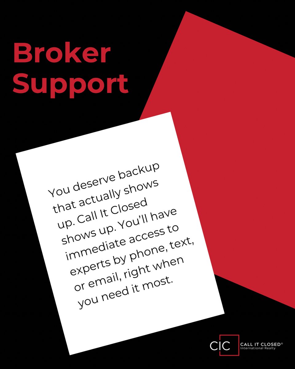 Callitclosed's tweet image. At Call It Closed, you’re never on your own. We believe that real backup means being there when it matters most. Because when you win, we all win.

Learn more about joining the movement at callitclosed.com/join.
#CallItClosed #RealEstateSupport #JoinCIC #JoinCallItClosed