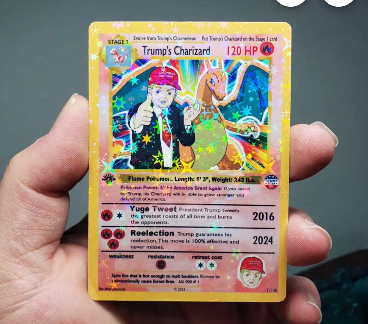What are the chances of getting an autograph from <a href="/realDonaldTrump/">Donald J. Trump</a> on this fan-art made Charizard card? <a href="/POTUS/">President Donald J. Trump</a>