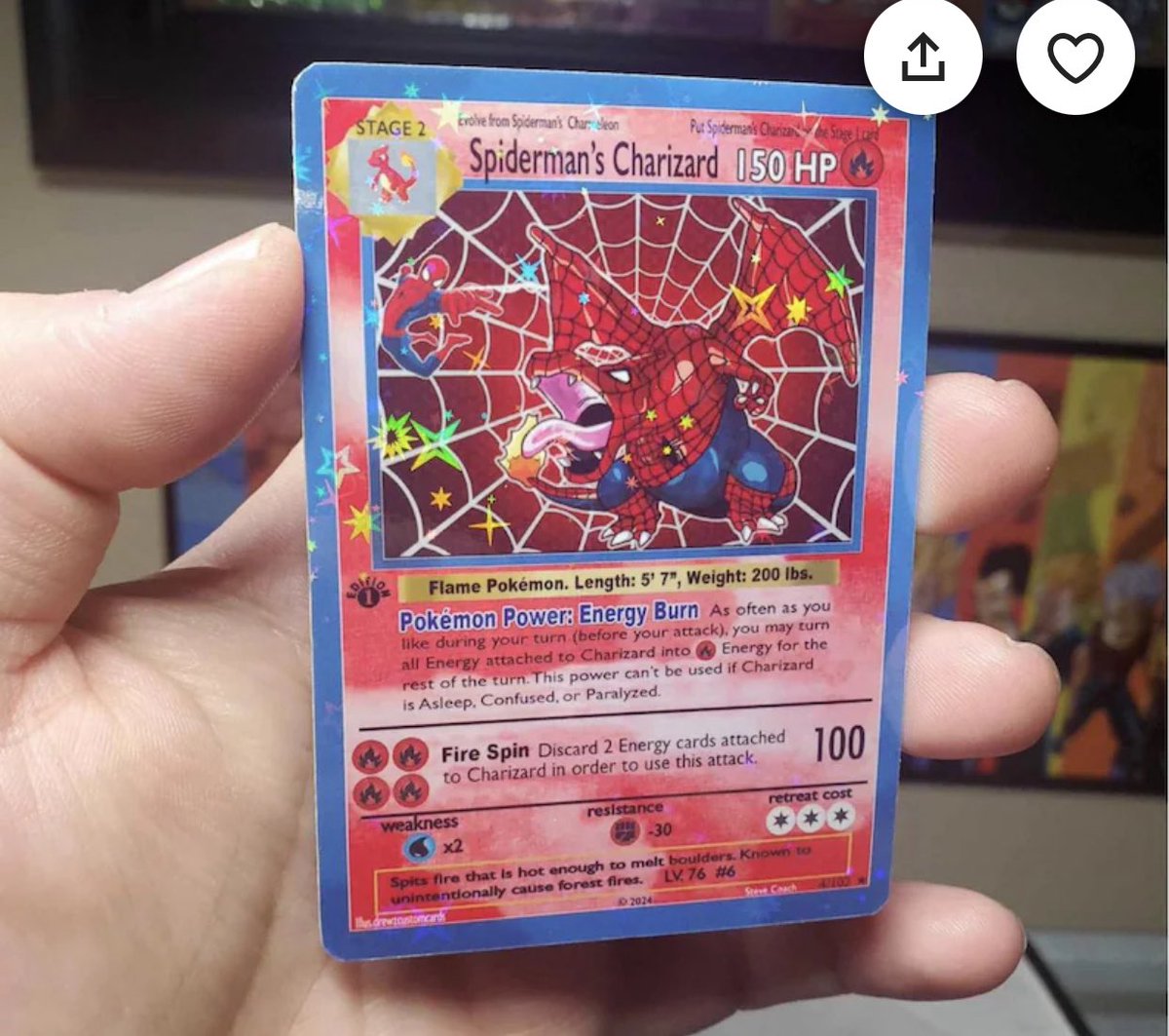 What are the chances of getting <a href="/TomHolland1996/">Tom Holland</a> and/or <a href="/itsagarfield/">Andrew Garfield</a> and/or <a href="/TobeyMaguire/">Tobey Maguire</a> autograph on this fan-art made “Spiderman’s Charizard” card? Is there an address i can mail to for an auto request?