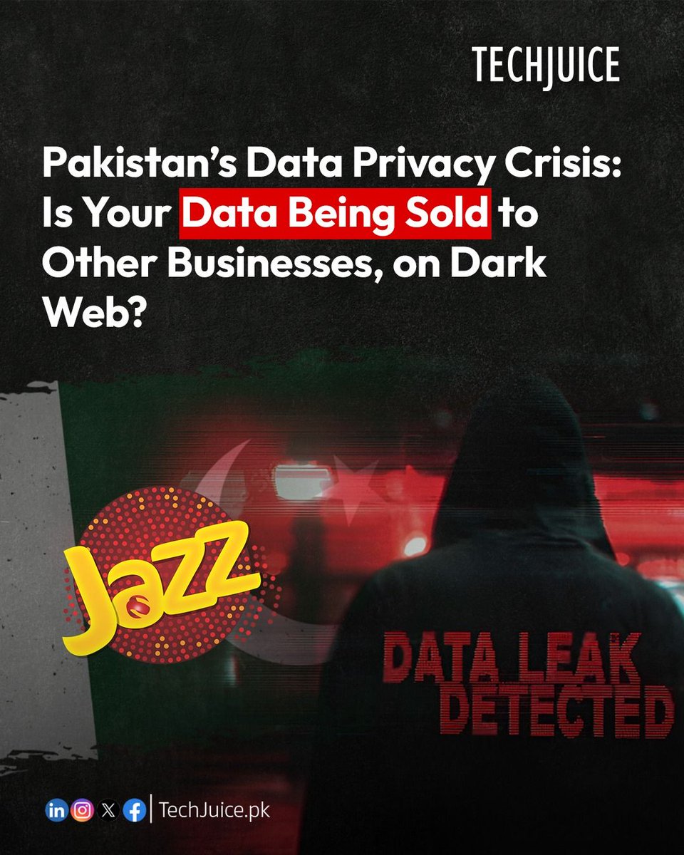 TechJuicePk's tweet image. Pakistan’s Data Privacy Crisis: Is Your Data Being Sold?
Multiple reports, including Ahmad Hassan (CFO of Daraz), accuse Jazz of sharing user data with insurance firms and commercial enterprises for marketing — sparking major privacy concerns. 

#techjuice #jazz #daraz #pakistan