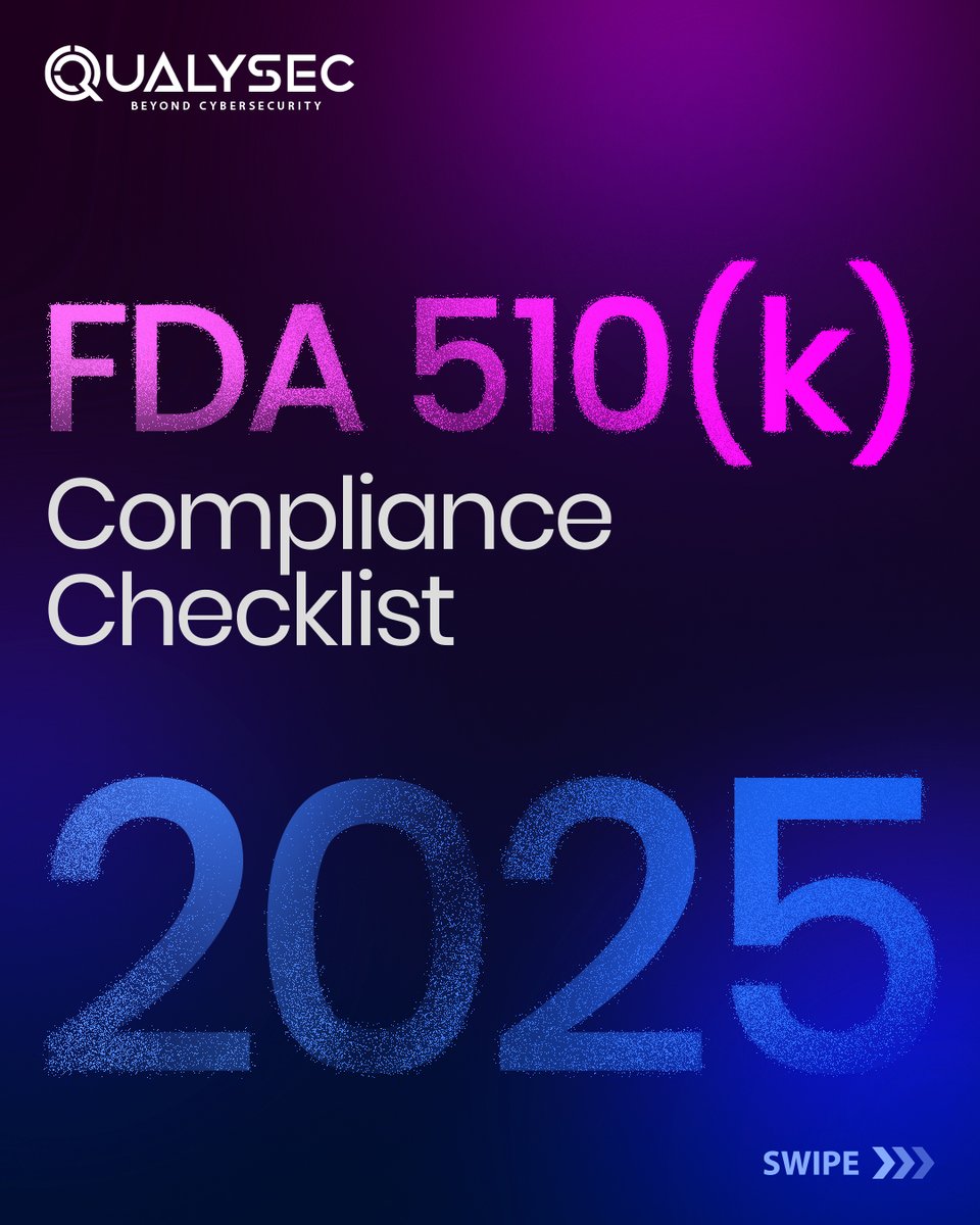 qualysec_tech's tweet photo. ๐ฉบ Preparing for #FDA 510(k) compliance? From classification to submission, every step matters.
At #Qualysec, we simplify compliance & secure your medical device for faster market approval. ๐
#FDA510K #MedTech #FDACompliance #HealthTech #Qualysec https://t.co/WRFQLKLXS4