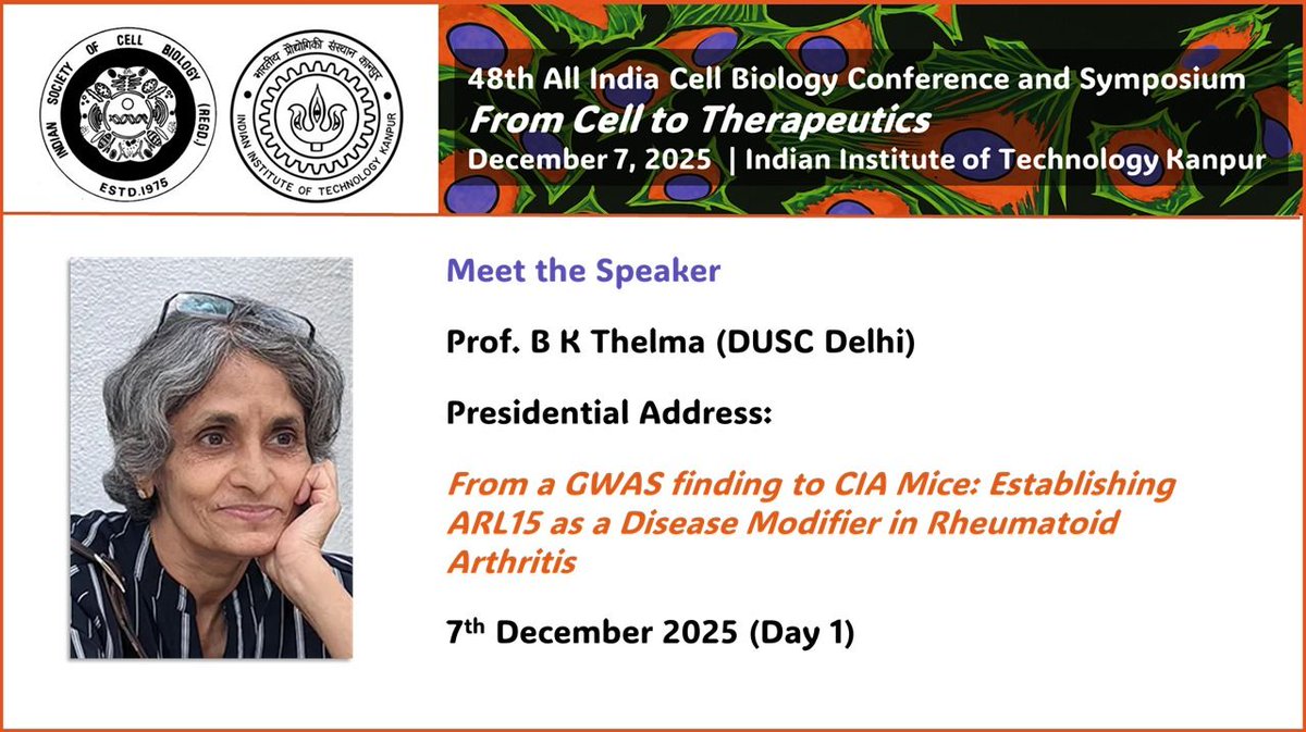 48th All India Cell Biology Conference, IIT Kanpur (@48thaicbc_iitk) on Twitter photo 🎤 Meet the speakers at the 48th All India Cell Biology Conference and Symposium at IIT Kanpur!
Get to know the pioneering scientists, groundbreaking researchers, and thought leaders shaping the future of cell biology. In this series, we spotlight our invited speakers—each 🎤 Meet the speakers at the 48th All India Cell Biology Conference and Symposium at IIT Kanpur!
Get to know the pioneering scientists, groundbreaking researchers, and thought leaders shaping the future of cell biology. In this series, we spotlight our invited speakers—each