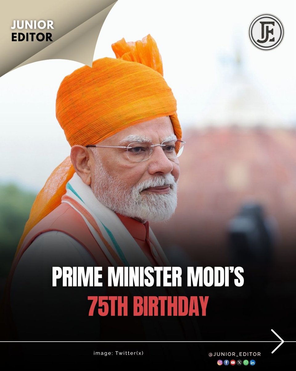 Junior_Editor20's tweet image. JUNIOR EDITOR 
प्रधानमंत्री मोदी का 75वां जन्मदिन

#PMModi75 #HappyBirthdayModi #ModiAt75 #NarendraModi #BJP #news #explore #breakingnews #junior_editor